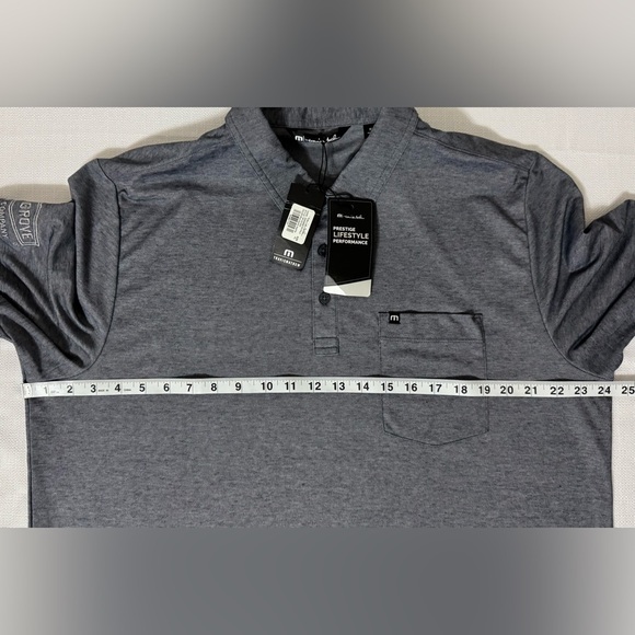 Travis Matthew Oceanside Polo Shirt Blue Nights Heather Size XL NWT Company Logo - Picture 11 of 13